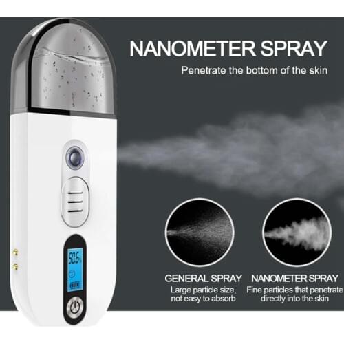 Portable 3-in-1 Nano Ionic Facial Steamer LED Face Mist Sprayer Hydrating Moisturizing Skin Tester Power Bank USB Rechargeable