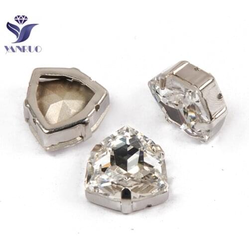 YANRUO 4706 All Sizes Crystal Clear Trilliant Strass Sewn Stones Glitter Gems Point Back Sew On Rhinestones For Needlework