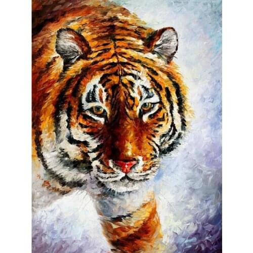 Hand painted palette knife oil paintings tiger on the snow modern art on canvas wall pictures for living room