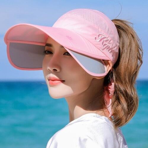 New Arrivals Fashion Summer Sun Hats Women Retractable Hollow Top Caps UV Protection Sunscreen Hats Female Sun Gorras Beach Cap