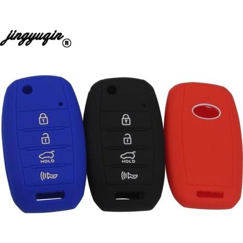 Jingyuqin Silicone Car Key Case Fob Flip Folding Remote Cover For KIA rio Sportage 2016 ceed Sorento cerato K2 K3 K4 K5