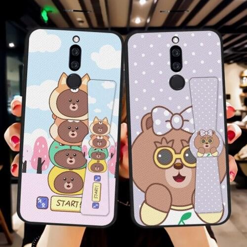 Cartoon Bear Folding Wristband Case For XiaoMi Black Shark Helo 2 3 Pro Car Holder Back Cover For Xiaomi Pocophone F1 F2 Pro