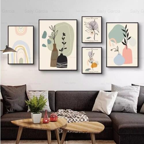 Modern Abstract Poster Plant Potted Canvas Painting Fresh Art Wallpaper Picture Craft Print Decoration Home Living Room