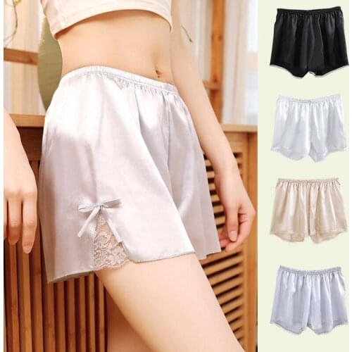 Summer bottomed light proof safety pants womens lace ice three-point safety shorts can be worn outside solid large loose shorts