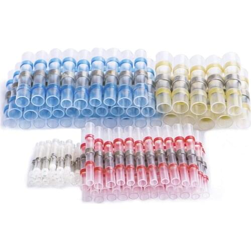 100pcs Heat Shrink Butt Connectors Waterproof Wire Terminal Solder Sleeve Cable Crimp Terminal Connectors