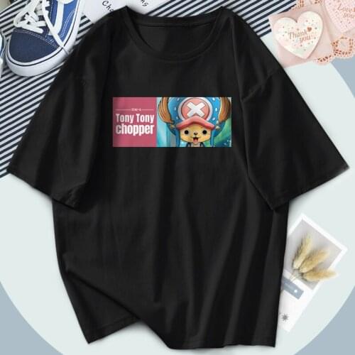 Tony Chopper Anime T-shirts Women O-Neck Fashion Oversize Tshirts Hip Hop Black Casual Tops Tees Breathable Ladies Camiaetas