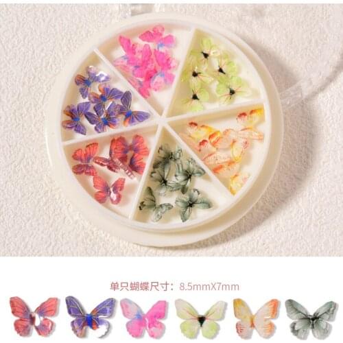 Three-Dimensional Nail Art Mix And Match Multi-Color Butterfly Mini Nails Small Butterfly Finished 6 Grid Box Decoration