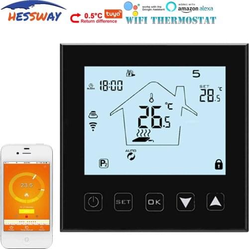 HESSWAY NO/NC google home control wifi smart thermostat for Radiant Floor Heating smart switch
