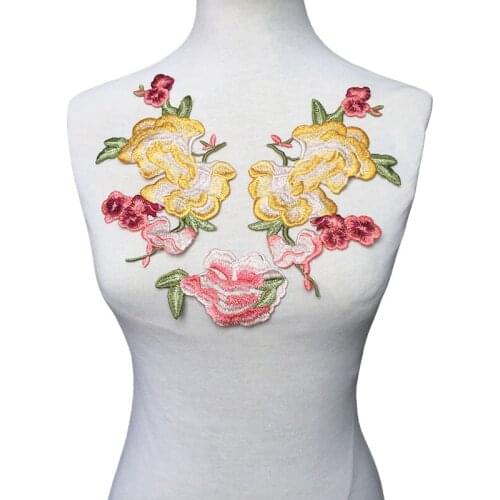 Sew On Embroidery Flower Patch Embroidered Plants Patches DIY Accessries Applique For Clothing Bags Parches AC1385