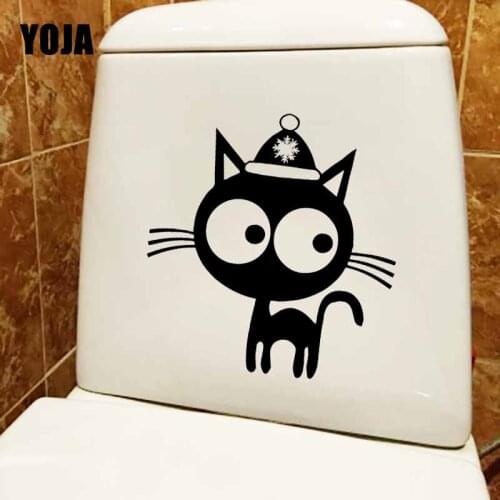 YOJA 22.9X23.9CM Toilet Decal Cute Kitten Animal Cat Kids Room Decor Wall Stickers T5-0144