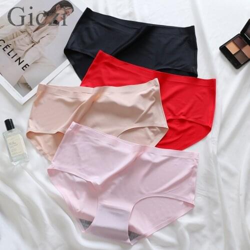 Giczi Large Size Seamless Womens Panties Sport Breathable Underwear Femme Briefs Comfortable Lingerie Hot Sale Solid Underpants