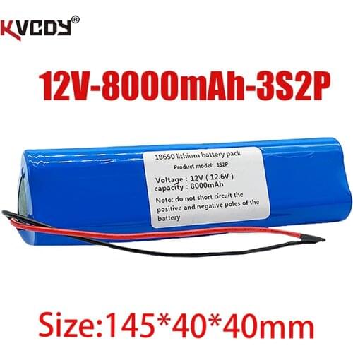 12V Battery 8000mAh 3S2P 12.6V/11.1V 18650 Lithium-ion Battery Pack with 5A BMS for Backup Power Ups CCTV Camerar