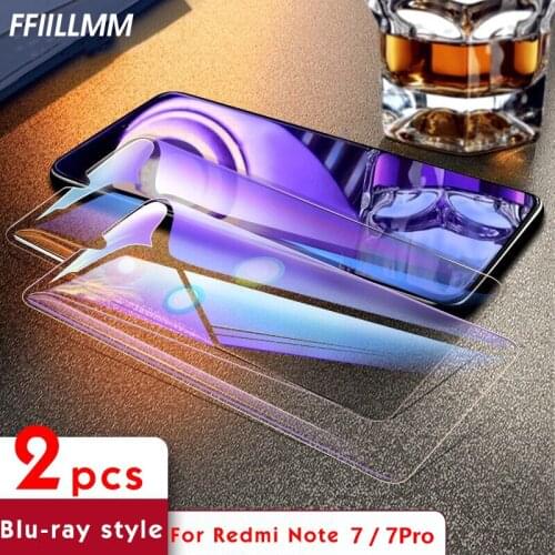 2Pcs/lot Protective Glass For Xiaomi Redmi 7 Note 7 6 Pro Tempered Glass For Xiaomi A2 lite Anti-blue light Screen Protectors