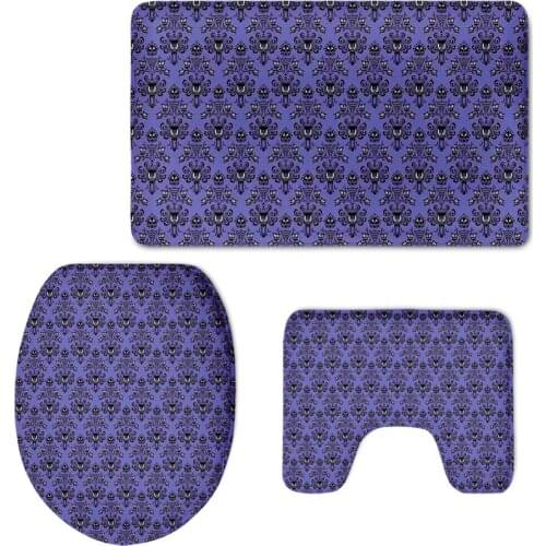 3pcs/set Bath Mats Bathroom Carpet Halloween Haunted Mansion Style Non Slip Absorb Floor Rugs Toilet Lid Covers U Shape Pad New