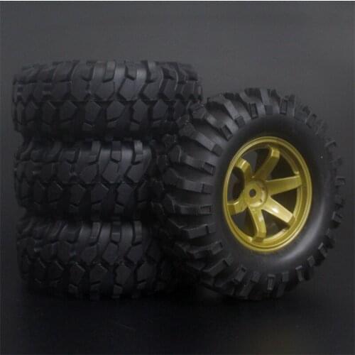 4x 1.9Inch 96mm Rubber Tires Plating Wheel Rims For D90 D110 SCX10 CC01 RC Rock Crawler Truck Climbing Off-Road Car