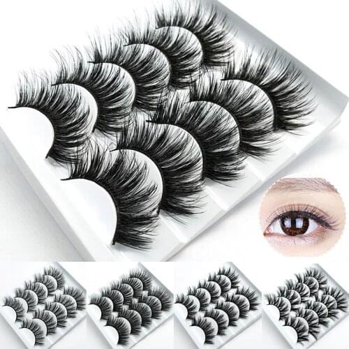 5pairs 3D Mink Lashes Natural False Eyelashes Dramatic Volume Fake Lashes Makeup Eyelash Extension Silk Eyelashes