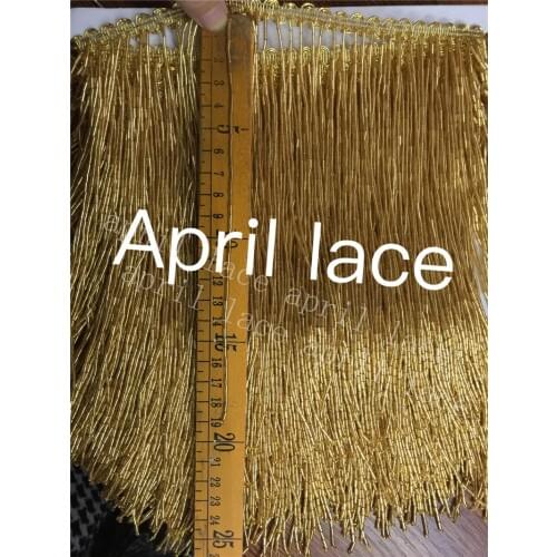 A001-5 gold color 5 yards/bag 19-20 cm width beads ribbon fringe tassel for garment/decorative/wedding bridal gown dress