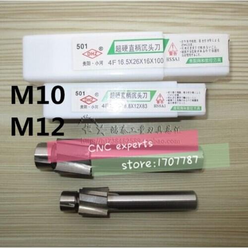 Free Shipping 2pcs 4 Flute AL HSS Counterbore End Mill M10-M12 metric Endmill/sink holes drilling head milling cutter