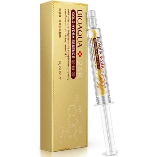 BIOAQUA 24k Gold foil water light needle essence collagen smear hyaluronic acid moisturizing face serum skin care 10ml