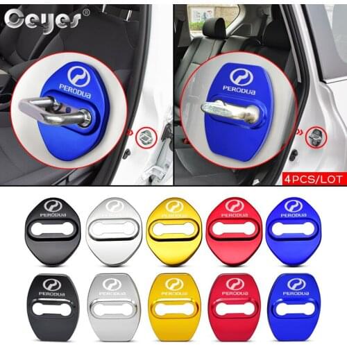 Ceyes 4pcs Car Accessories Auto Door Lock Cover Buckle Case For Toyota Perodua CHR Corolla Camry Alphard 86 Sticker Car Styling