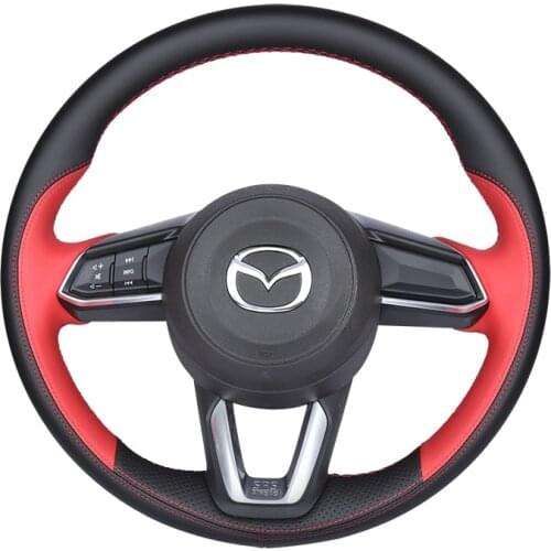 DIY Leather hand sewn steering wheel cover for Mazda 3 atenza CX-4 CX5 onxeira CX30 Special purpose vehicle interior