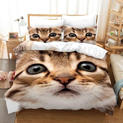 Cute Pet Cats Bedding Set Kawaii Animal Duvet Cover Sets Comforter Bed Linen Twin Queen King Single Size Dropshipping