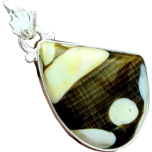 LoveGem Genuine PEANUT WOOD Pendant 925 sterling silver Jewelry 36mm, AP1814