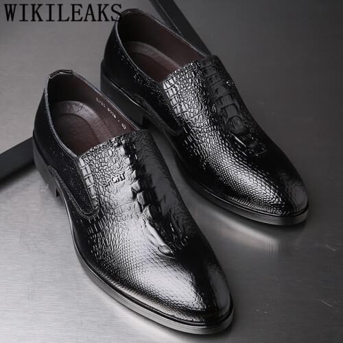 Crocodile Shoes Loafers Mens Office Shoes Leather Black Gents Shoes Italian Zapatos Oxford Hombre Sepatu Slip On Pria Ayakkabı