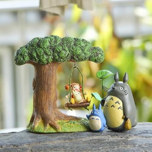 Cartoon Swing Girl Cute Totoro Fairy Garden Miniatures DIY Ornament Decoration Crafts Figurines Micro landscape Home Decor