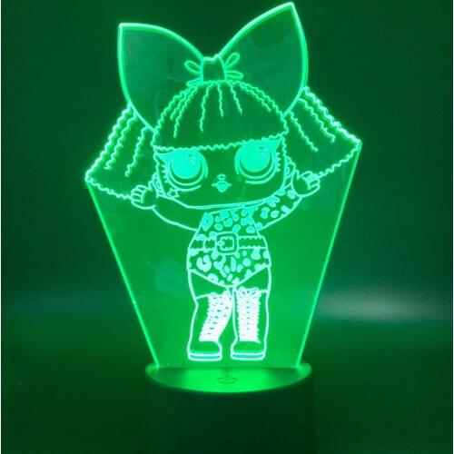 Cartoon Girl 3D Night Light Led Indoor Green Red Color Changing Nightlights Infant Night Light Led 3D Lamp Visual For Children