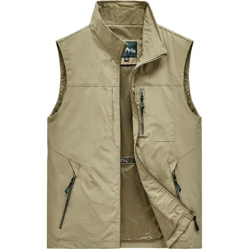 Mens Jacket Sleeveless Vest Spring Summer Autumn Casual Travels Hiking Work Vest Multi-pockets Vest Waistcoat 5XL