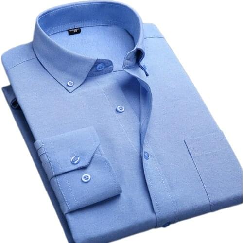 Brand Solid Striped Shirt Men Spring Casual Shirts Oxford Mens Business Dress Shirt Camisa Masculina White Black