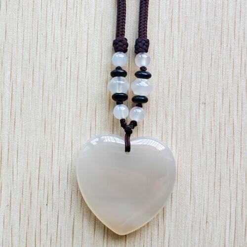Wholesale 2pcs/lot 2018 new fashion good quality natural white onyx Heart shape charms pendants & necklace jewelry free shipping