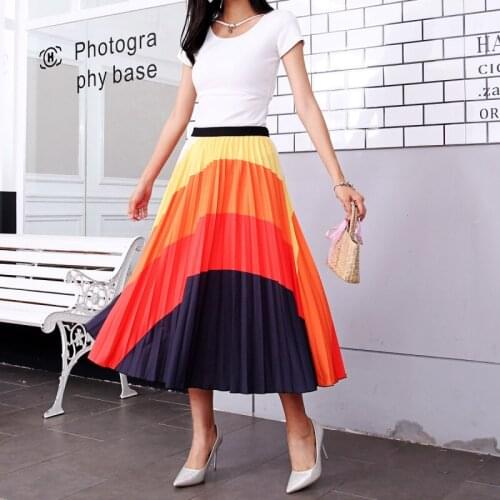 Pleated Skirt Women Print Cartoon Pattern Elastic Women Skirt Big Swing Party Holiday high waist skirt plus size skirt