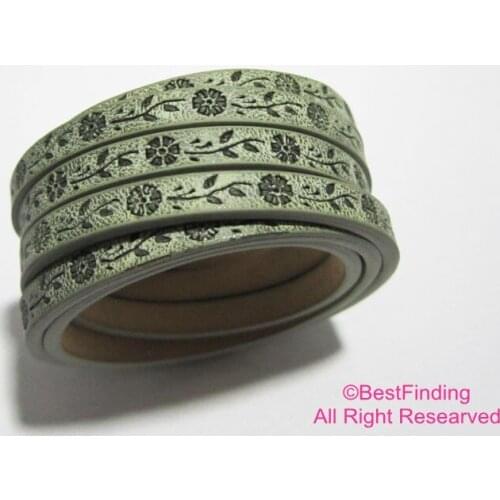 5x2mm leather strips Celadon dandelion press 5mm Flat leather cord
