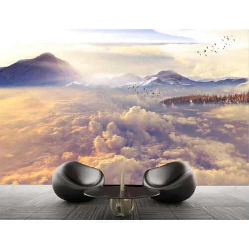 Custom photo 3d wallpaper Clouds lingering around mountain beautiful scenery home decor 3d wall mural wallpaper for living room