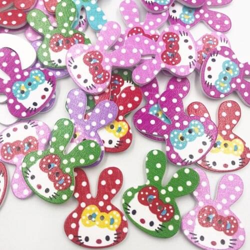50Pcs Mixed Rabbit Wood Apparel Sewing Buttons For Clothes Scrapbooking Decorative Handicraft DIY Accessories WB715