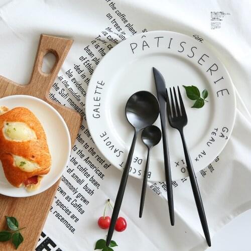 Luxury Black dinnerware set knife fork spoon chopsticks cutlery set tea coffee western tableware Kitchen accessories Bar tool