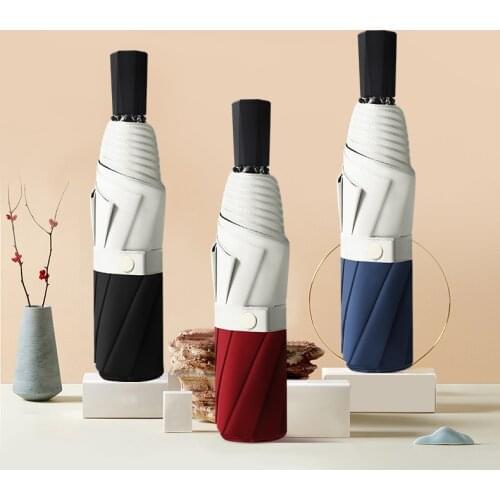 Three folds of black glue stitched parasol folding sunscreen UV umbrella sunny umbrella business