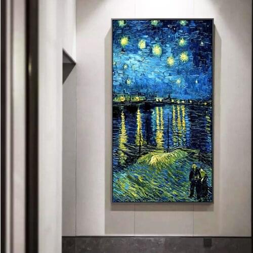 Modern Famous Van Gogh Cafe Terrace At Night Oil Painting on Canvas Posters and Prints Wall Art Picture for Living Room Decor