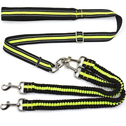 Reflective Double Dog Leash No Tangle pet Leash for Walking Two Dogs Adjustable Strong Dog Lead two dog leash coupler