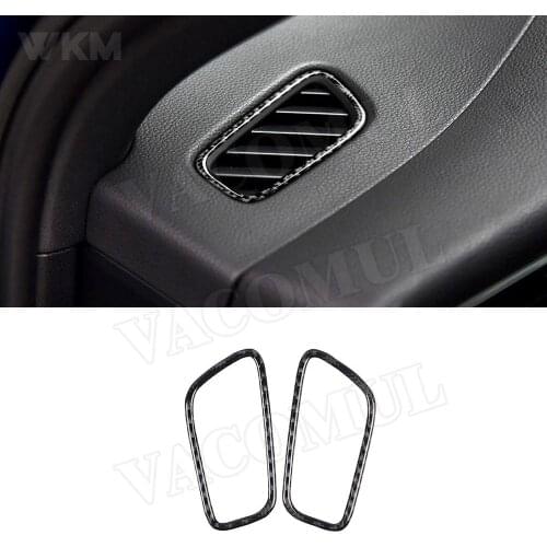 Carbon Fiber Car Instrument Dashboard Side AC Outlet Air Vent Trim Frame Cover Stickers For Porsche Macan 2015-2018