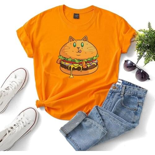 Women T Ear Cute Food Hamburger Lovely Womens Bow Printed Top Tshirt Female Graphic Ulzzang Tee Shirt Ladies Clothes T-shirt