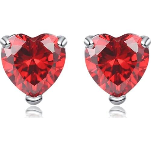 ZHOUYANG Stud Earrings For Women Lover Heart Crystal Cute Lady Girls Earing Silver Color Party Daily Fashion Jewelry KAE065