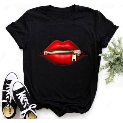 Women Plus Size Harajuku Tops Summer Tops Graphic Tees Women Lips Kawaii T-shirt Clothes Girl Mouse T Shirt ,Drop Shipping