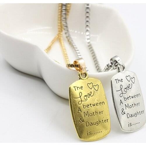 Womens Fashion Simple Metal Lettering Pendant Mother & Daughter Necklace 2017 New Jewelry Wholesale