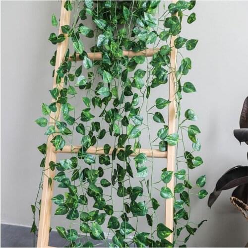 1Pcs 220Cm Hanging Leaf Artificial Plants Decoration Green Silk Garland Vine Leaves Diy For Home Wedding Party Garden Decoration