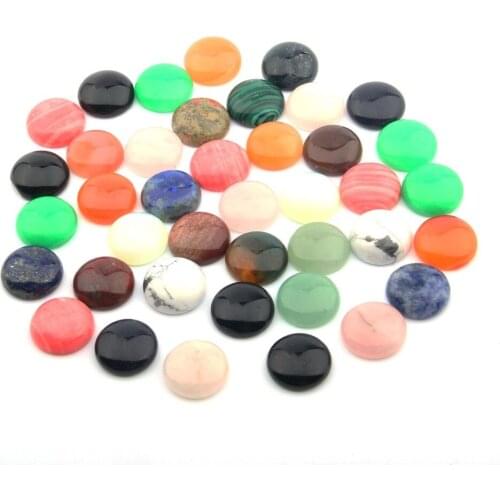10pcs Natural Stones Stone Cabochon 12 14 16 18 20 25mm Round No Hole Beads for Making Jewelry DIY Ring accessories Loose Beads