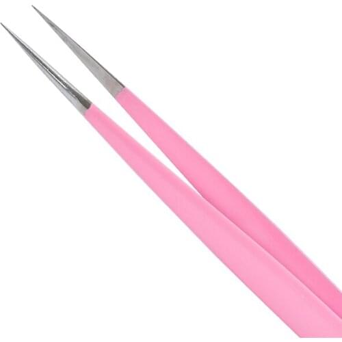 10pcs/Lot Genuine VETUS CS Stainless Steel Precision Tip Pink Tweezers Grafting Eyelash Beauty Tools