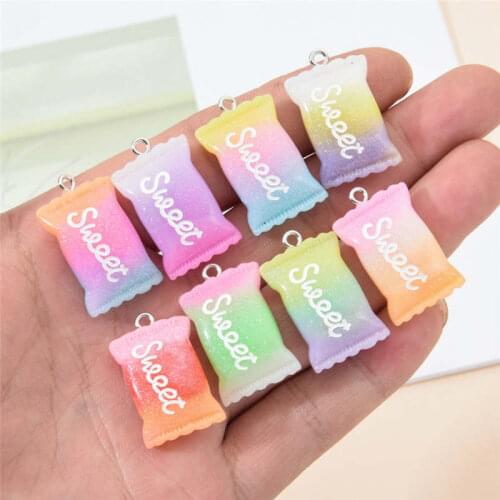 Julie Wang 10PCS Resin Sweet Candy Charms With Nail Random Mixed Flat Back Artificial Food Jewelry Making Accessory Home Decor